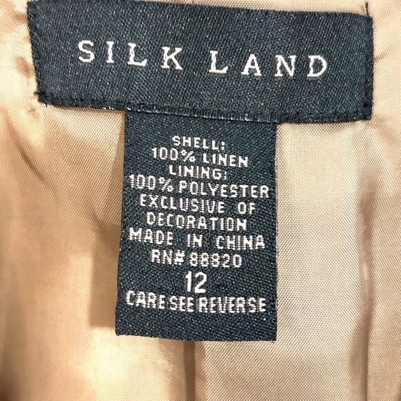 Silk Land Linen Beaded Embroidered Blazer Jacket Size 12 - Picture 10 of 11